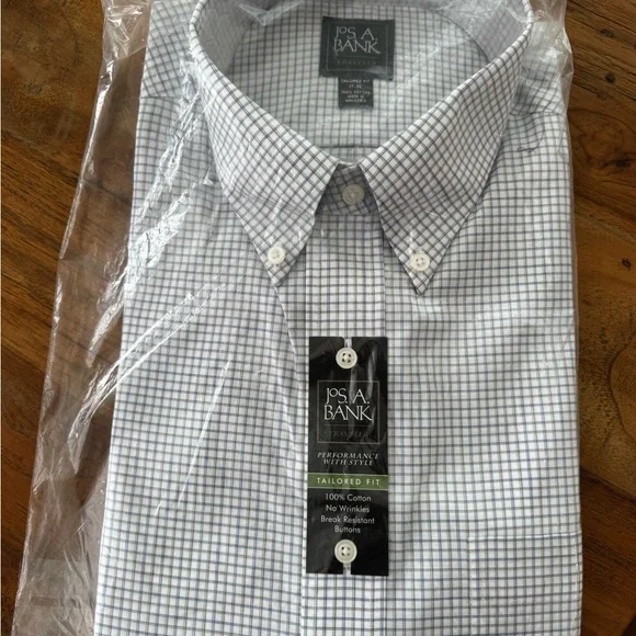 Jos. A. Bank | Shirts | Jos A Bank Mens White And Blue Grid Dress Shirt |  Poshmark